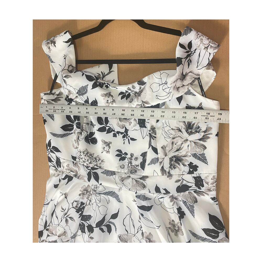 CITY CHIC DRESS 18 FLORAL BLACK WHITE FLOURISH MIDI OFF SHOULDER RUFFLED - Picture 12 of 14
